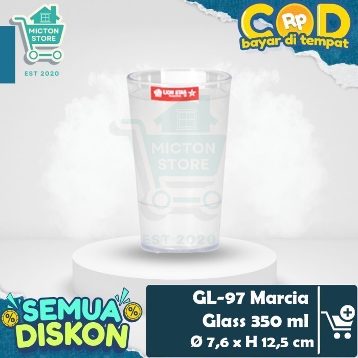 BEZTON Lion Star GL-97 Marcia Glass 350 ml Gelas Akrilik Mika Minum Bening Kopi Teh Sirup Jus LionSt