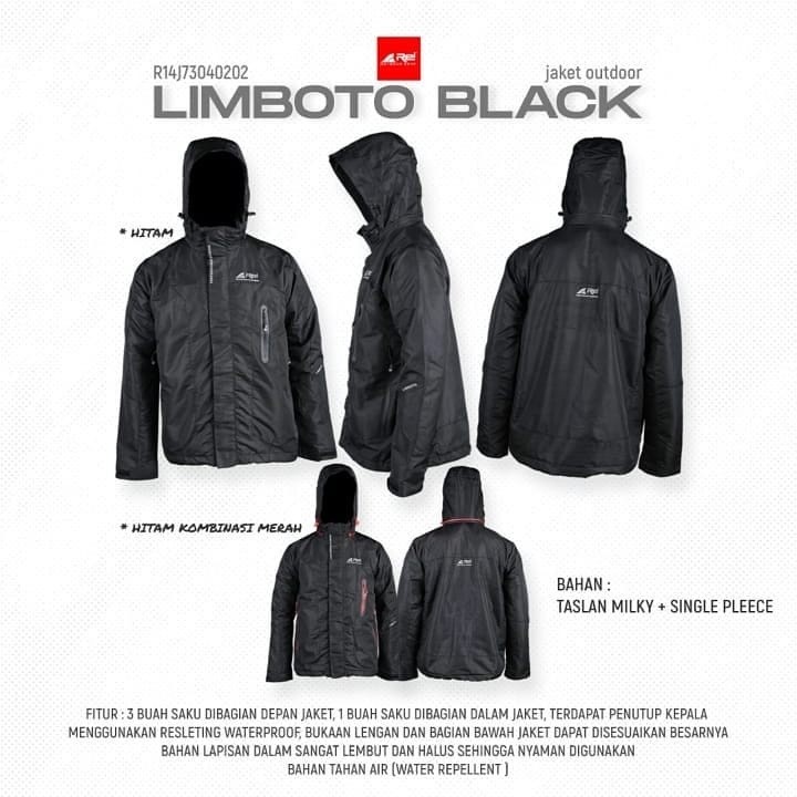 JAKET GUNUNG AREI LIMBOTO BLACK BLUE RED INNER POLAR | JAKET REI OUTDOOR WIND PROOF