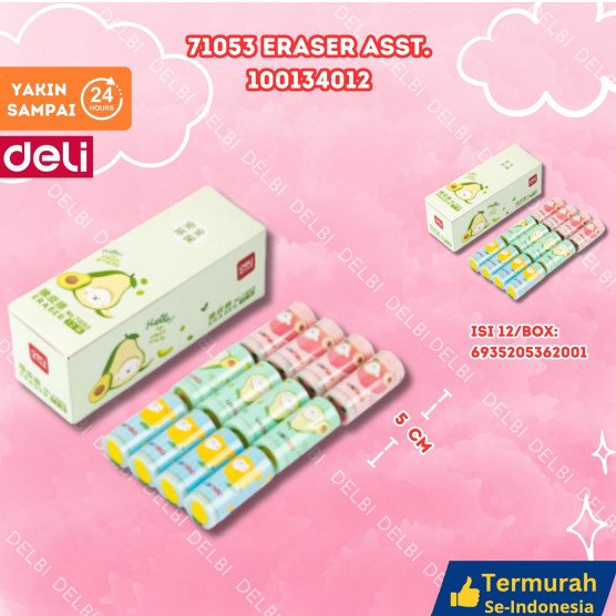

DELI048 Deli Eraser / Penghapus Hapusan Buah Lucu Hasil Sangat Bersih 71053 71053 Eraser ASST.