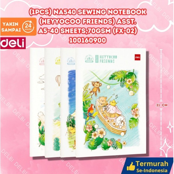 

DELI - BUKU CATATAN / BUKU HARIAN / NOTEBOOK UKURAN A5 (1PCS) NA540 Sewing Notebook(Heyyocoo friends) Asst. A5-40 sheets,70gsm (FX-02)