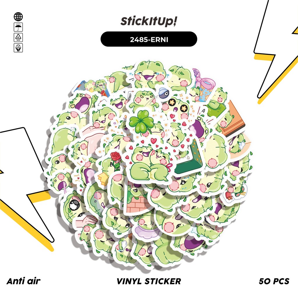

COD✨ 50 Pcs Stiker Pack FUNNY CHARACTER ERNIE THE FROG STICKER PACK Lucu Aesthetic Vynil Waterproof untuk Freebies Sticker Buku Journal Casing HP Laptop
