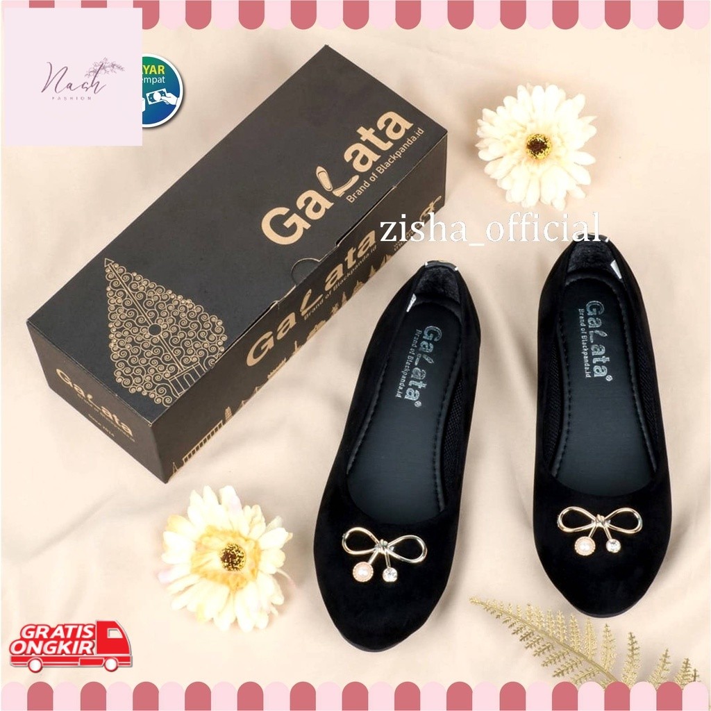 Sepatu Korea / Blackpanda Flat Shoes / Sepatu Black Panda / Sepatu Wanita / Black Panda Vika Black