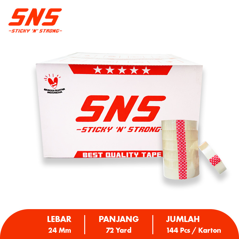 

1 Karton Isolasi Bening 24 Mm x 72 Yard SNS Sticky N Strong (PackLah)