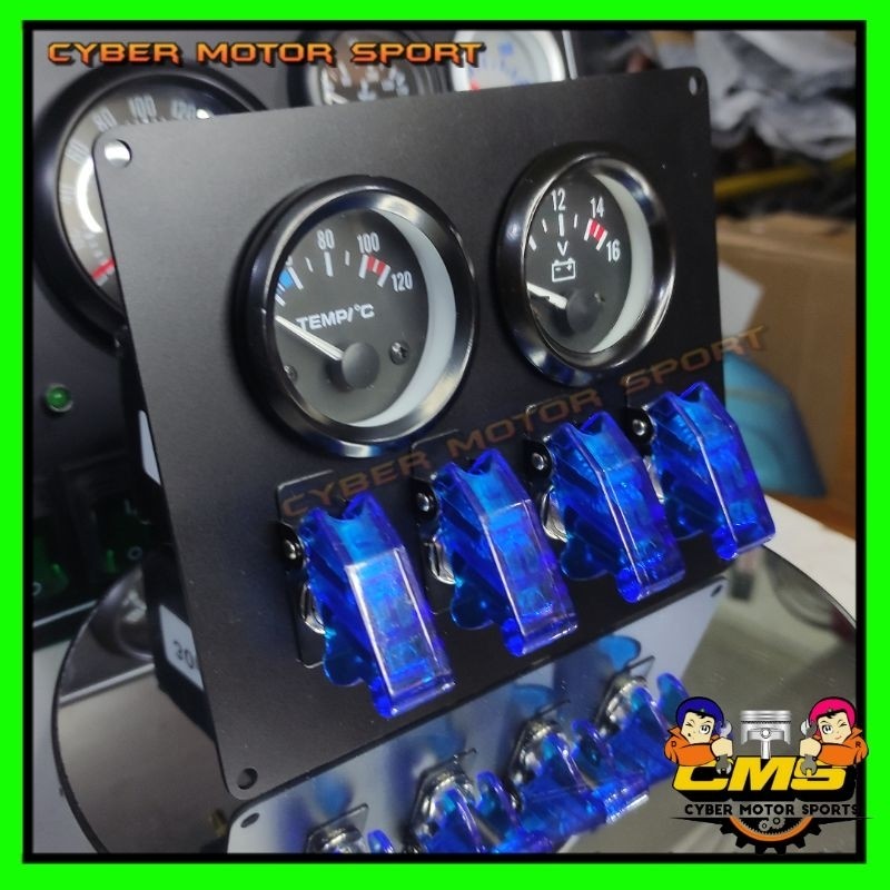 Indikator mobil Temperature plus volt meter universal saklar ARB rocker analog gauge dashboard penti