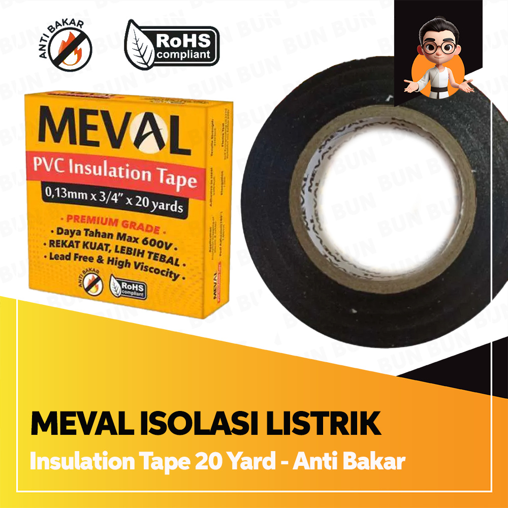 

Meval Isolasi Listrik 20 Yard Anti Bakar - Meval Insulation Tape 20 Yard