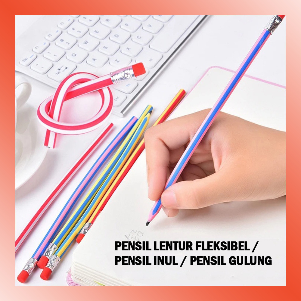 

LAMMORO > AT13 Pensil FLEKSIBEL INUL Pensil GULUNG Lentur Alat Tulis Lucu Warna 29A4