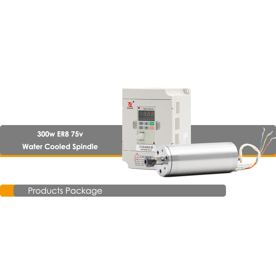 300W ER8 Water Cooled Spindle Motor 75v 60000rpm Water Cooling 1000Hz Dimeter 48mm & 220v 1.5KW Fuli