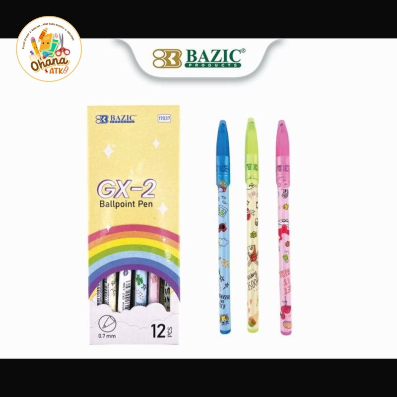 

(12 PCS) PULPEN BAZIC GX-2 FANCY LUCU /BALLPEN/ 17060/MURAH