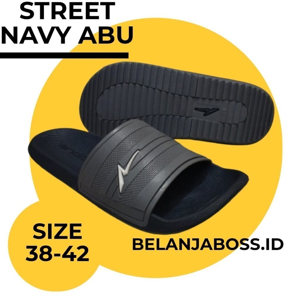 ANDO STREET Sendal Slop Pria Rumahan Ukuran 38-42
