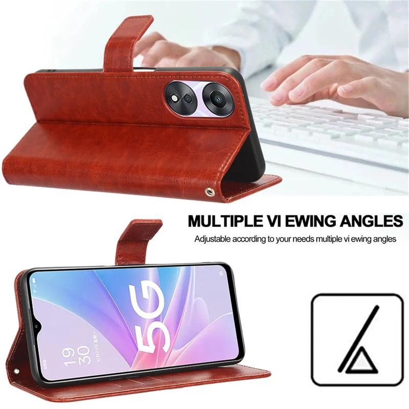 Casing HP ZTE Blade A73 5G Case Bahan kulit sapi mewah asli Penutup Pemegang Kulit Stand for ZTE Bla