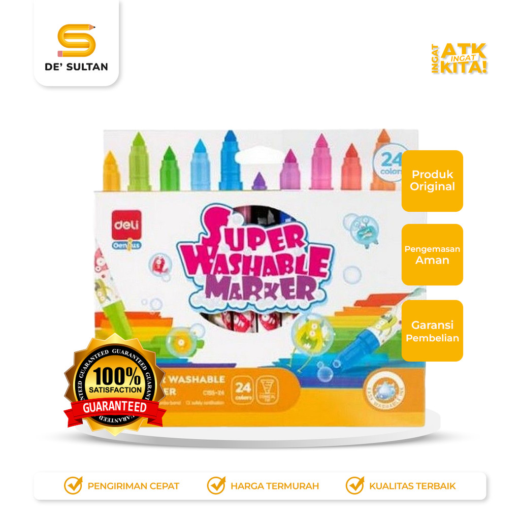 

DELI SPIDOL SUPER WASHABLE/ SUPER WASHABLE MARKER 24 EC155-24 (1SET)