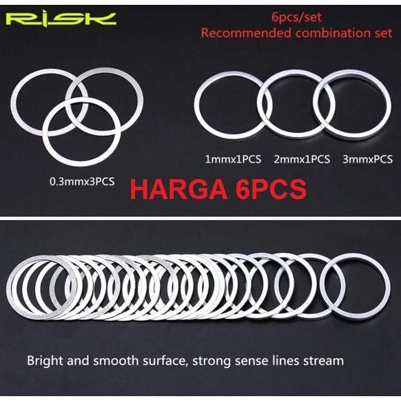 RING HEADSET 6PCS SPACER RISK FORK BAHAN ALLOY BEARING stem Aluminium WASHER RA132 Bike SEPEDA - War