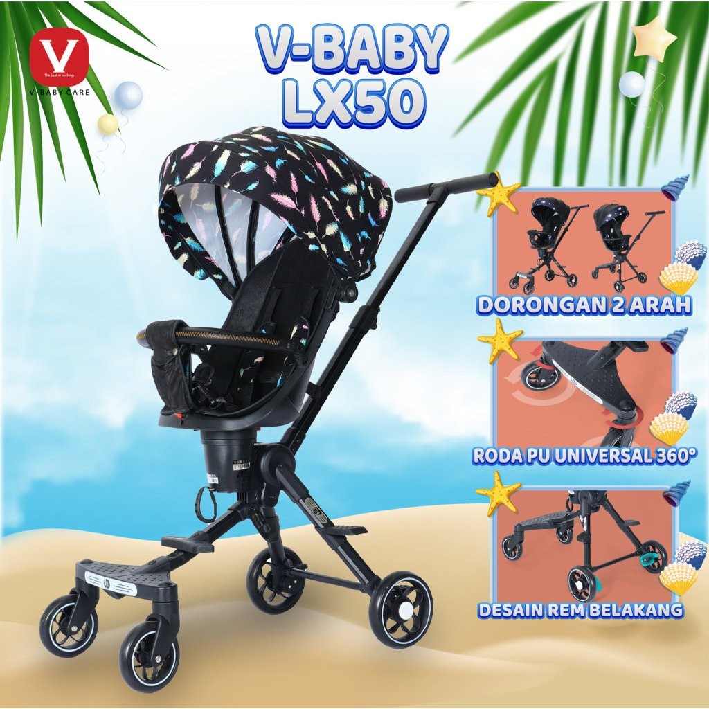 V-BABYCARE Kereta dorong bayi/ stroller bayi lipat /kursi dorong multifungsi -LX50
