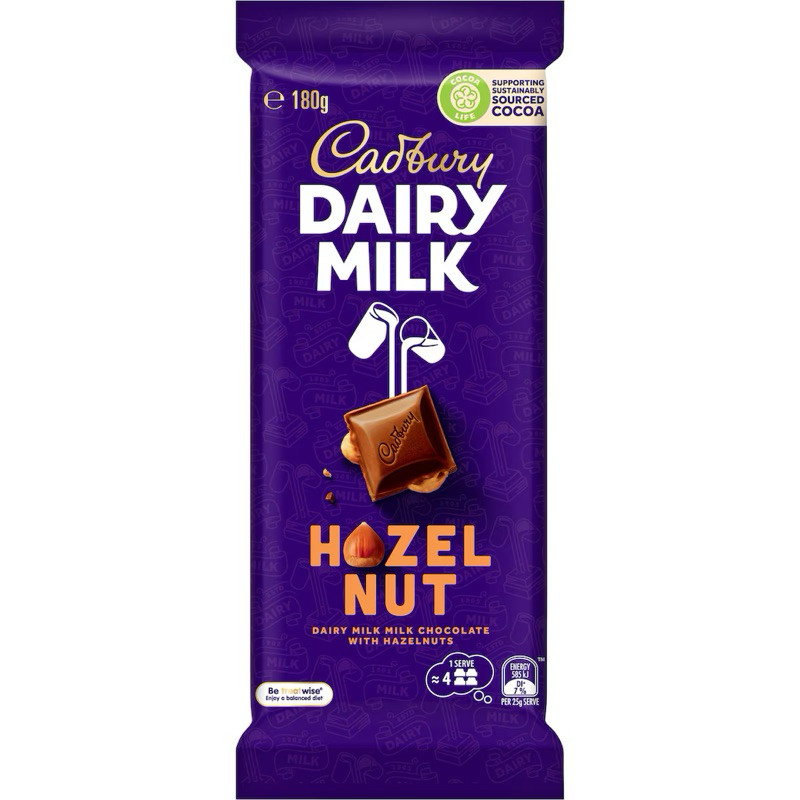 

Cadbury Dairy Milk Hazelnut Chocolate Block 180g - Australia