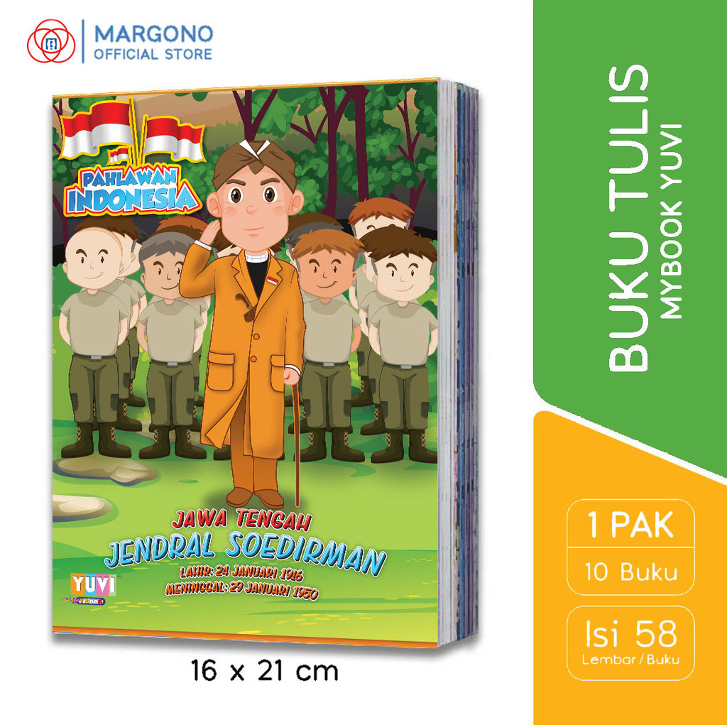 

My Book Yuvi Buku Tulis Tebal A5 Pahlawan 58 Lembar - 10 Buku Sekolah