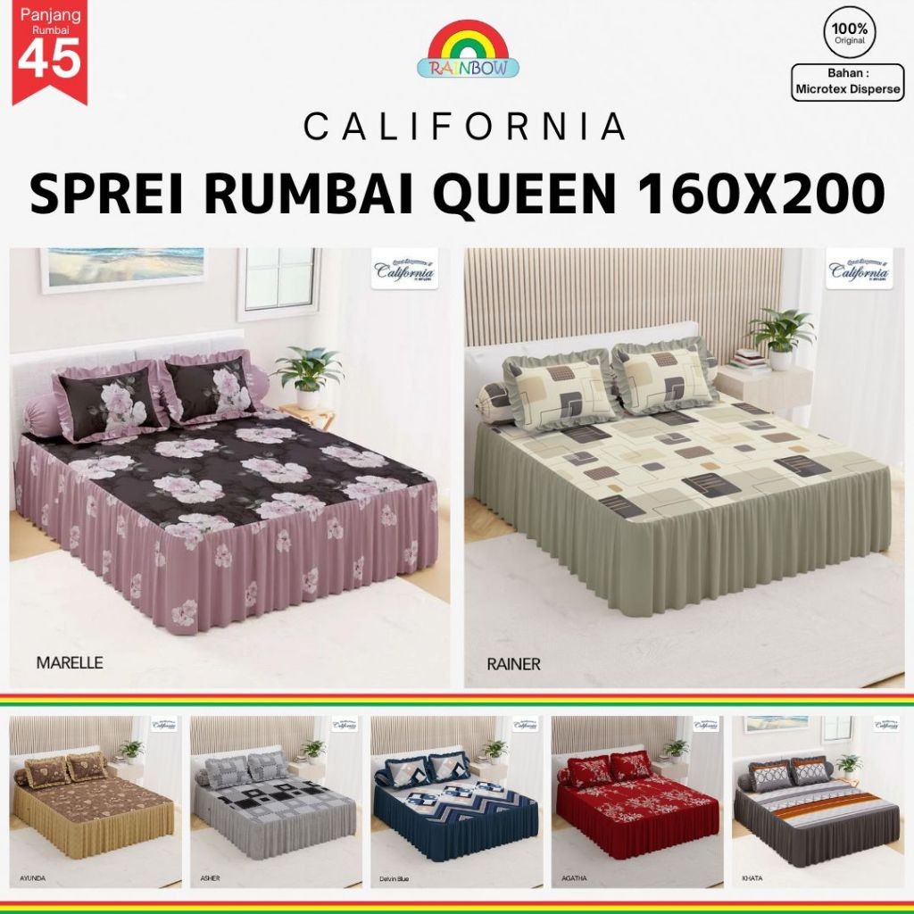 NEW SALE California - Sprei RUMBAI Queen (160x200) Terlaris pilihan