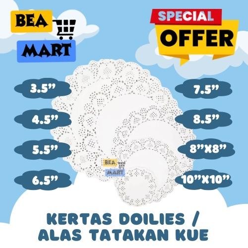 [ ECERAN ISI 10 Pcs ] Kertas Doilies / Doilies Paper / Doyleys Renda Bundar 3.5" 4.5" 5.5" 6.5" 7.5"