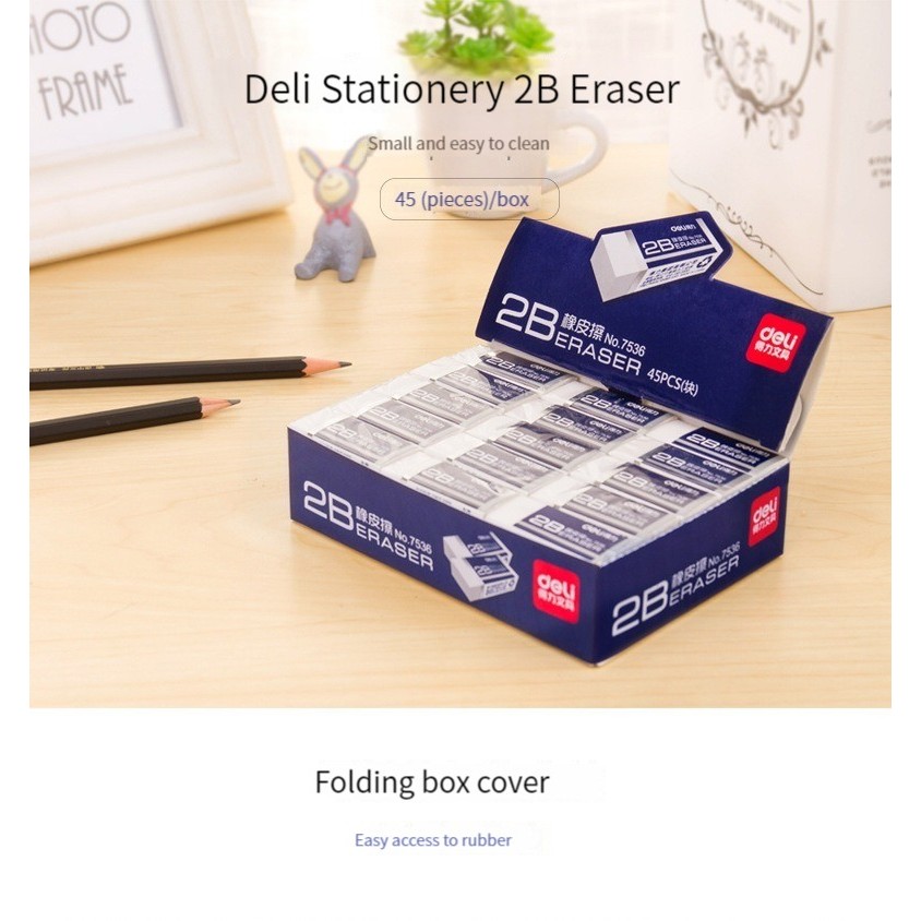 

Deli 4pcs Eraser Stationery 2B 4B Soft Rubber for Kids Clear Eraser Pencil Set Office School Art Supplies Exam Correction