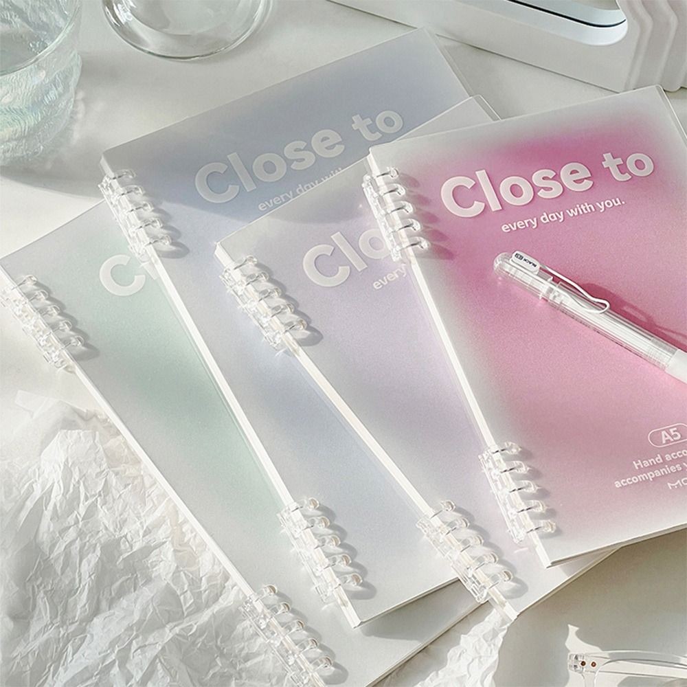 

Portable A5/B5 Loose Leaf Notebook Horizontal Line Gradient Color Ring Binder Notepad Journal Planner School Office Supplies