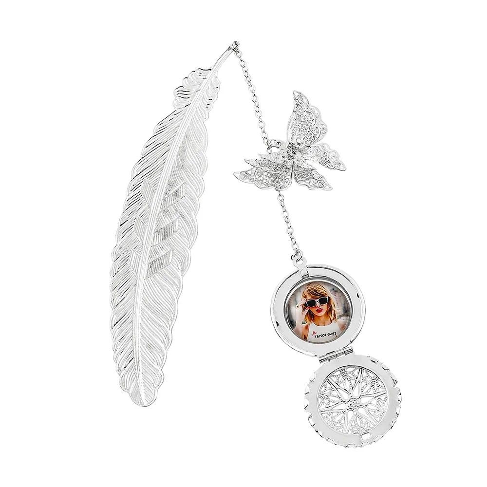 

Taylor Swift Feather Pendant Butterfly Bookmark Silver Color Photo Personality Bookmark for Men Women Fans Collect Souvenirs