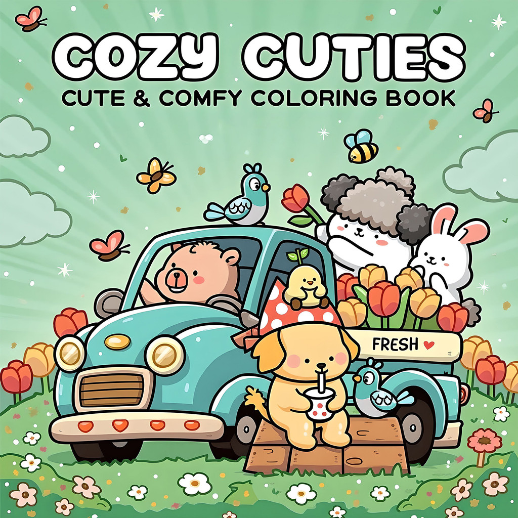 

COZY CUTIES Bold-easy Patterns Coloring Book for Adults Cute Drawing Book Perfect Gift for Party and Birthday