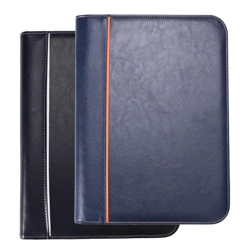 

A4 Zipper File Bag with Calculator Leather Folder Exhibition Folder Information Book Briefcase