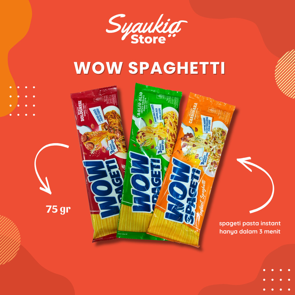

Mayora WOW Spaghetti Instant Creamy Carbonara 80gr / Meaty Bolognaise 76 gr / Aglio Olio 75gr