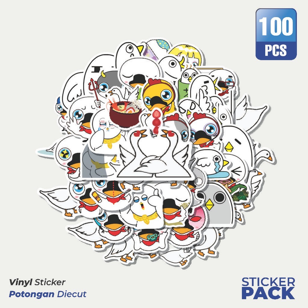 

100 PCS STIKER Hewan Burung Angsa Waterproof Aesthetic- Untuk Laptop, Motor, dan Helm - Paper Stationery Pack