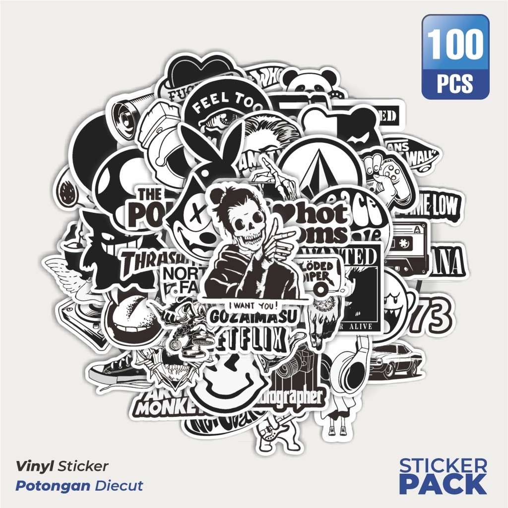 

Stiker Vinyl Stiker Aesthetic Black And White Brand Distro Versi 6 Waterproof Aesthetic- Untuk Laptop, Motor, dan Helm - Paper Stationery Pack