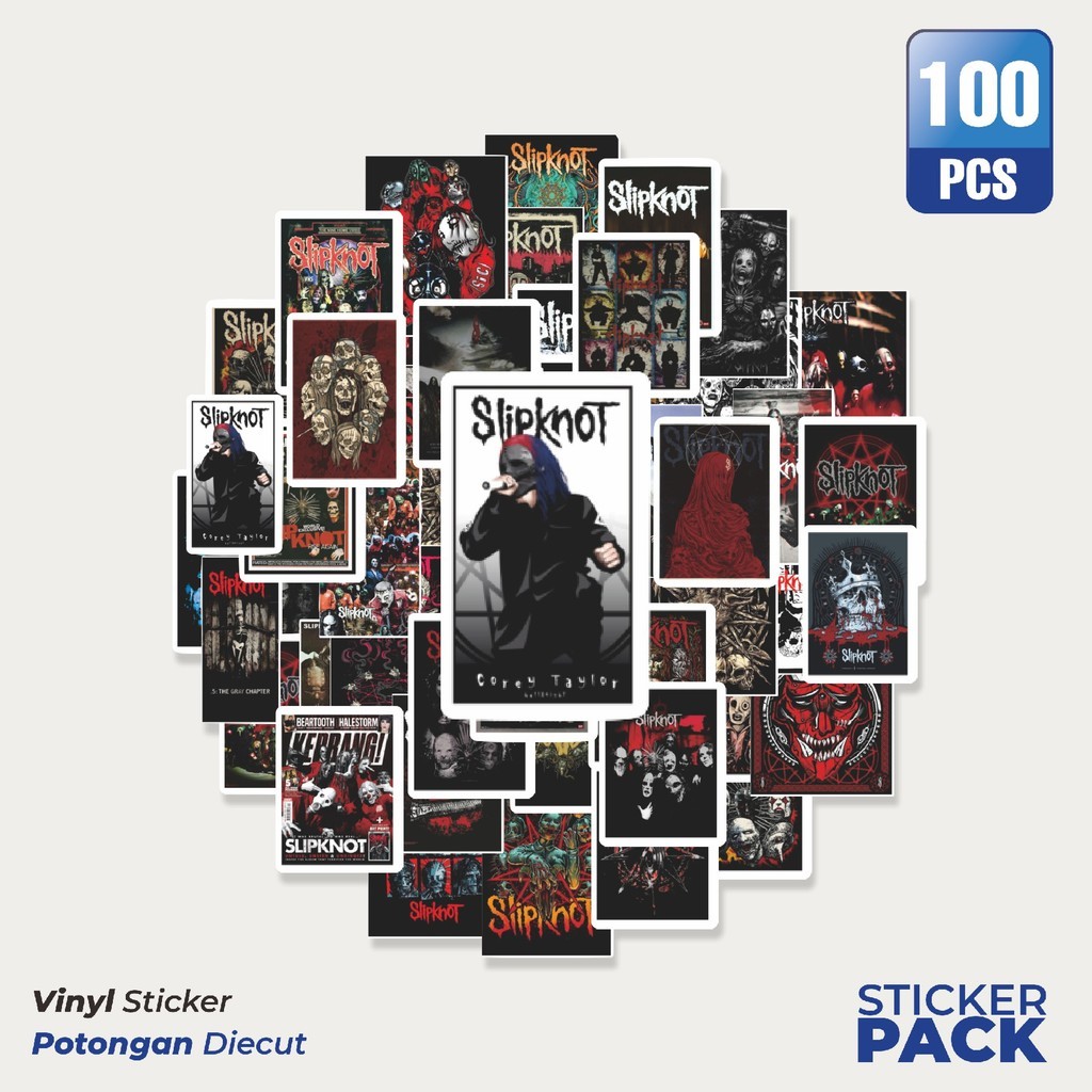 

MURAH 100 PCS Stiker Poster Slipknot Waterproof Aesthetic- Untuk Laptop, Motor, dan Helm - Paper Stationery Pack