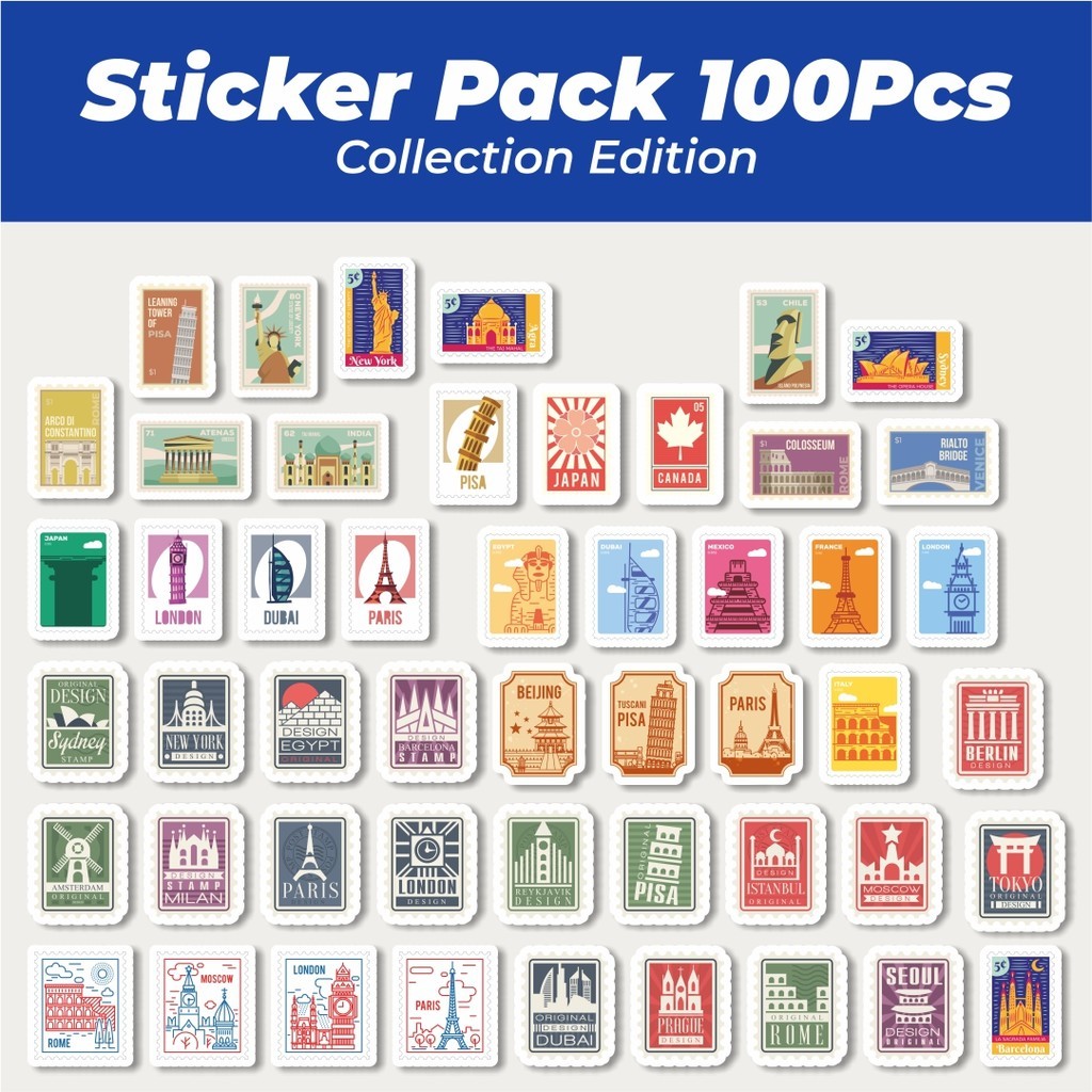 

Hot Sticker Stamp Pos Kota Paris New York London Rome Sticker Lucu Anti Air Stikers Berperekat Waterproof Sticker Decal Buat Motor Helm Buku Journal Koper Casing HP Laptop Botol Minum