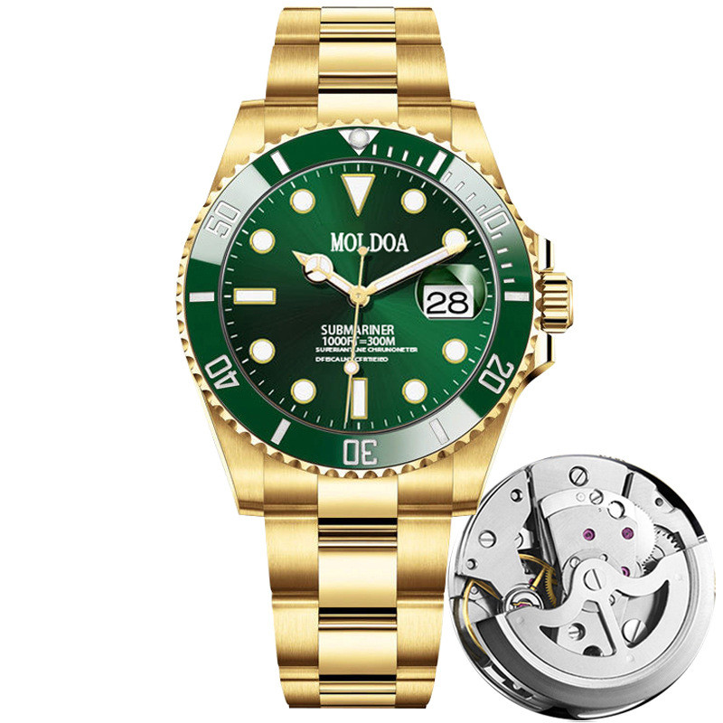 

Jam Tangan Mekanik Palsu Otomatis Penuh untuk Pria Tahan Air Kalender Bercahaya Penutup Kupu-Kupu Dua Sisi