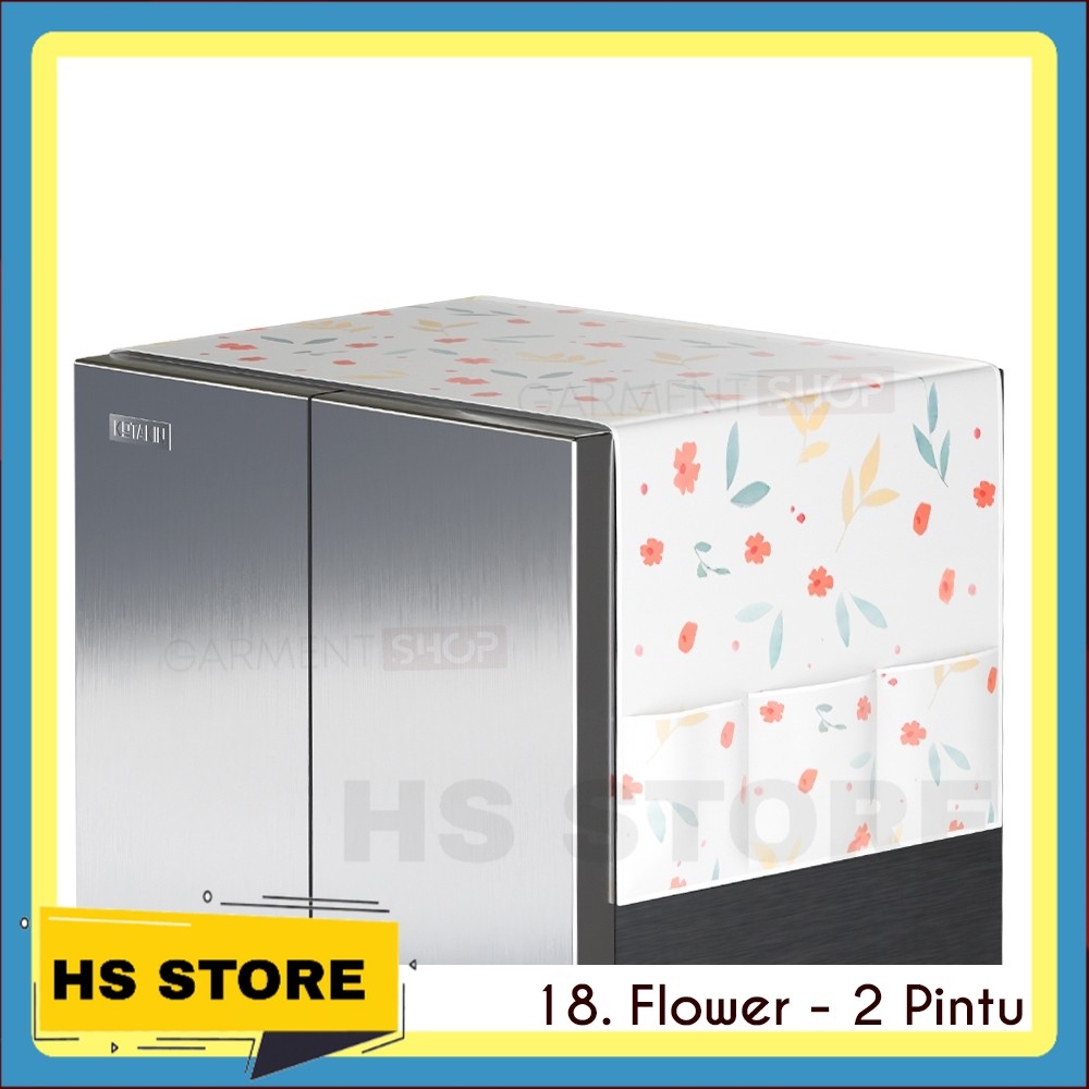 Taplak Cover Kulkas Besar 2 Pintu Bahan PEVA Tebal Premium Waterproof Sarung Pelindung Atap Kulkas