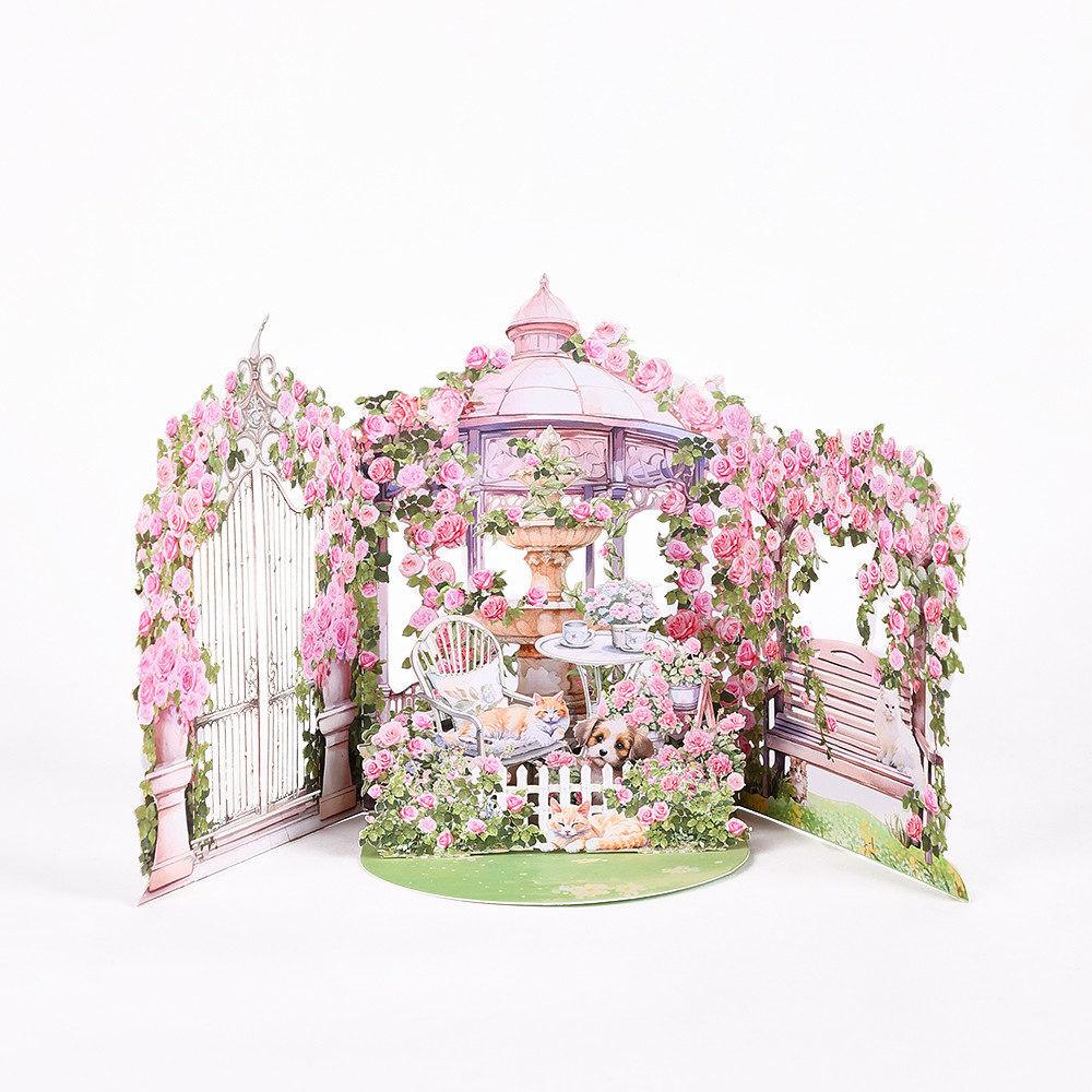 

Floral Birthday Mother's Day Valentines Gifts Blessing Card Pink Rose Garden Greetings Card with Envelope Rose Flowers Postcard