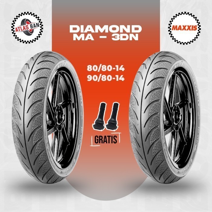 Paket Ban Tubeless Motor Matic MAXXIS DIAMOND 80/80 - 90/80 Ring 14