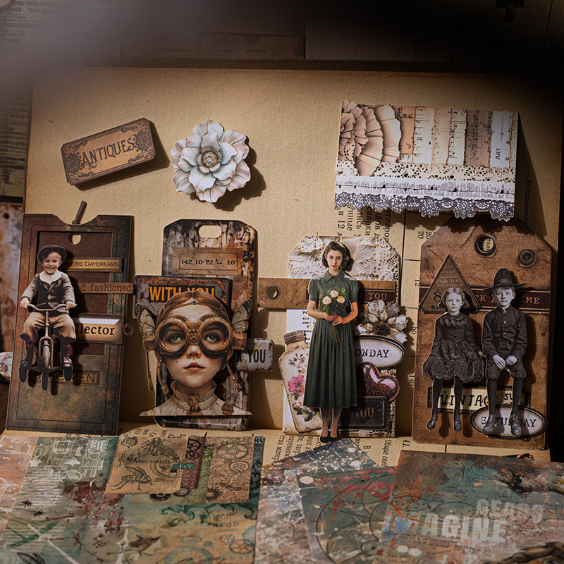 

55pcs Vintage Decor paper Set Diy Scrapbooking material Labels paper for Journal notebook Planner hand made Craft Supplies