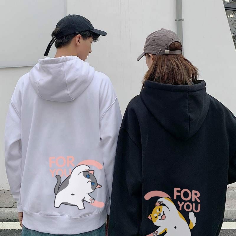 HOODIE HUDSKY HOODIE COUPLE PASANGAN KEKINIAN COWOK CEWEK Warna Hitam Putih Polos Ukuran Oversize