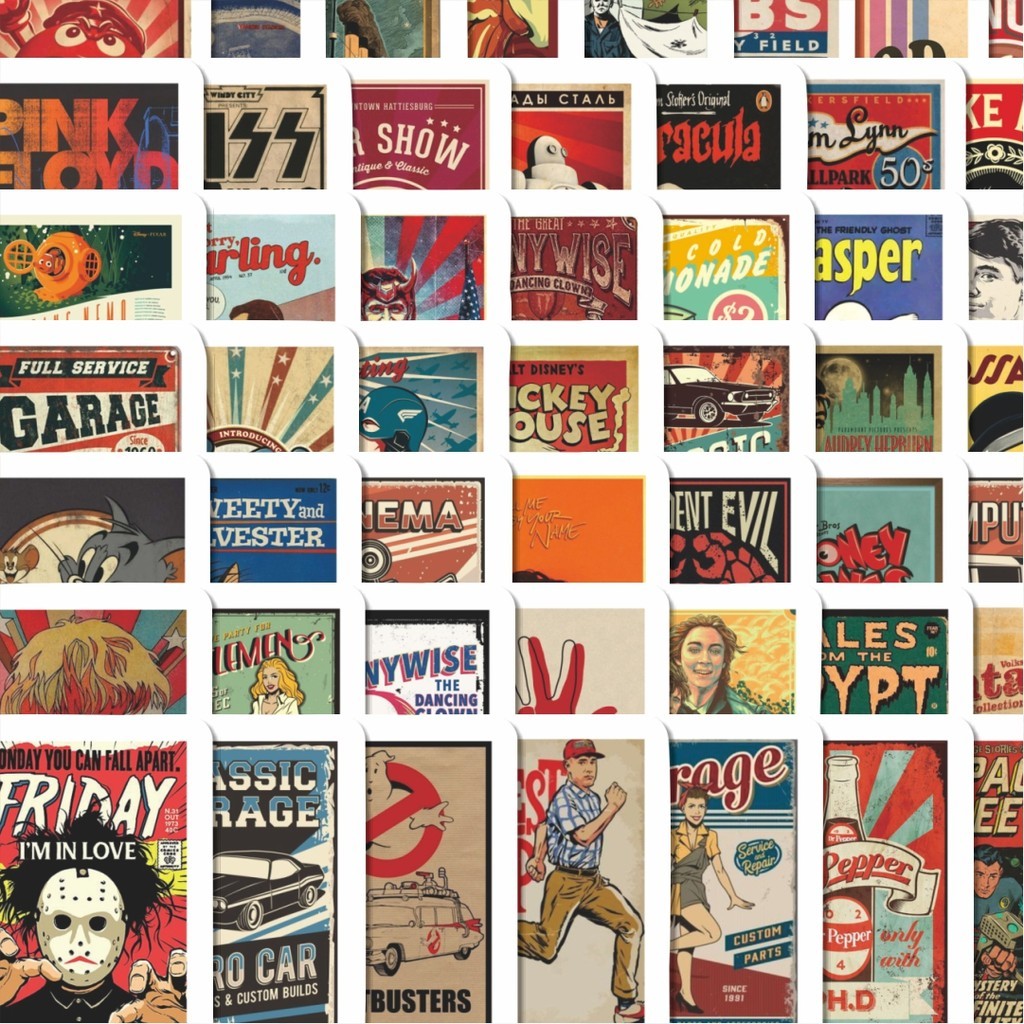 

Stiker Cutting Pack Stiker Classic Retro Poster Isi 100Pcs Series Aesthetic Lucu Keren Untuk Koper Bahan Vynil