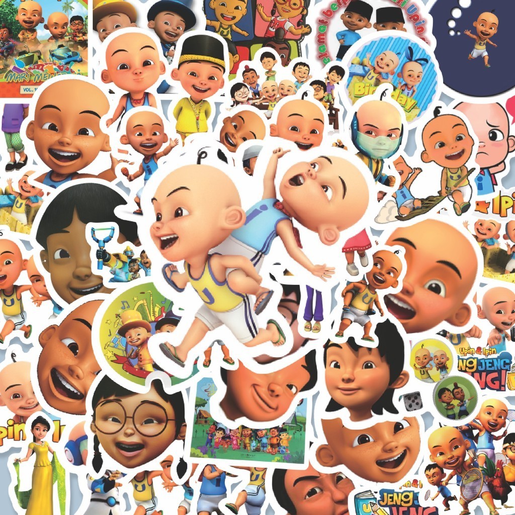 

100PCS Lucu Kartun Upin & Ipin Stiker Aesthetic Stiker Anti Air Stikers Berperekat Waterproof sticker decal buat Motor Helm Buku Journal Koper Casing HP Laptop Botol Minum Hadiah anak