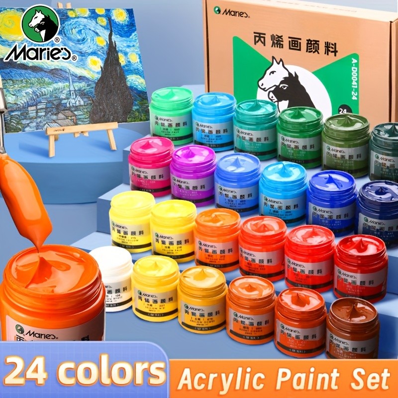 

Marie's 24 colors 50ml/1.69oz Acrylic Paint Set for Rocks,Wood,DIY,Glass,Painting,Canvas,Drawing for Students,Artist,Adults