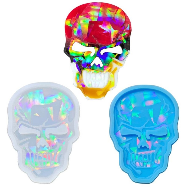 

DIY Holographic Skull Shape Keychain Silicone Mold Women Necklace Earrings Pendant Charms Ornament Epoxy Resin Casting Mould