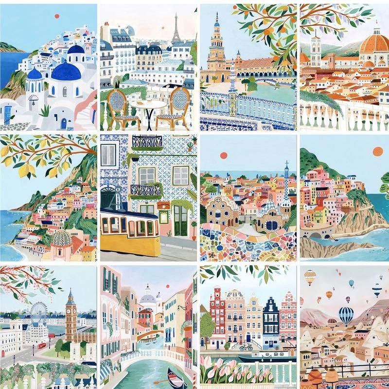 

GATYZTORY Abstract Painting By Numbers For Adults DIY Kits Cityscape Acrylic Pigment DIY Canvas Painting Drawing Coloring By Num