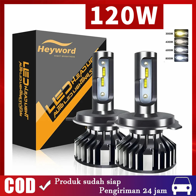 Lampu Depan Mobil LED COB Headlight H4 H11 48Watt Sepasang 2Pcs 3000K 4500K 6000K