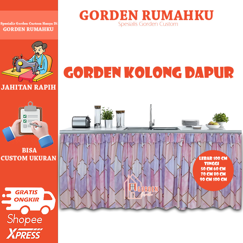 Gorden kolong meja kompor dapur estetik