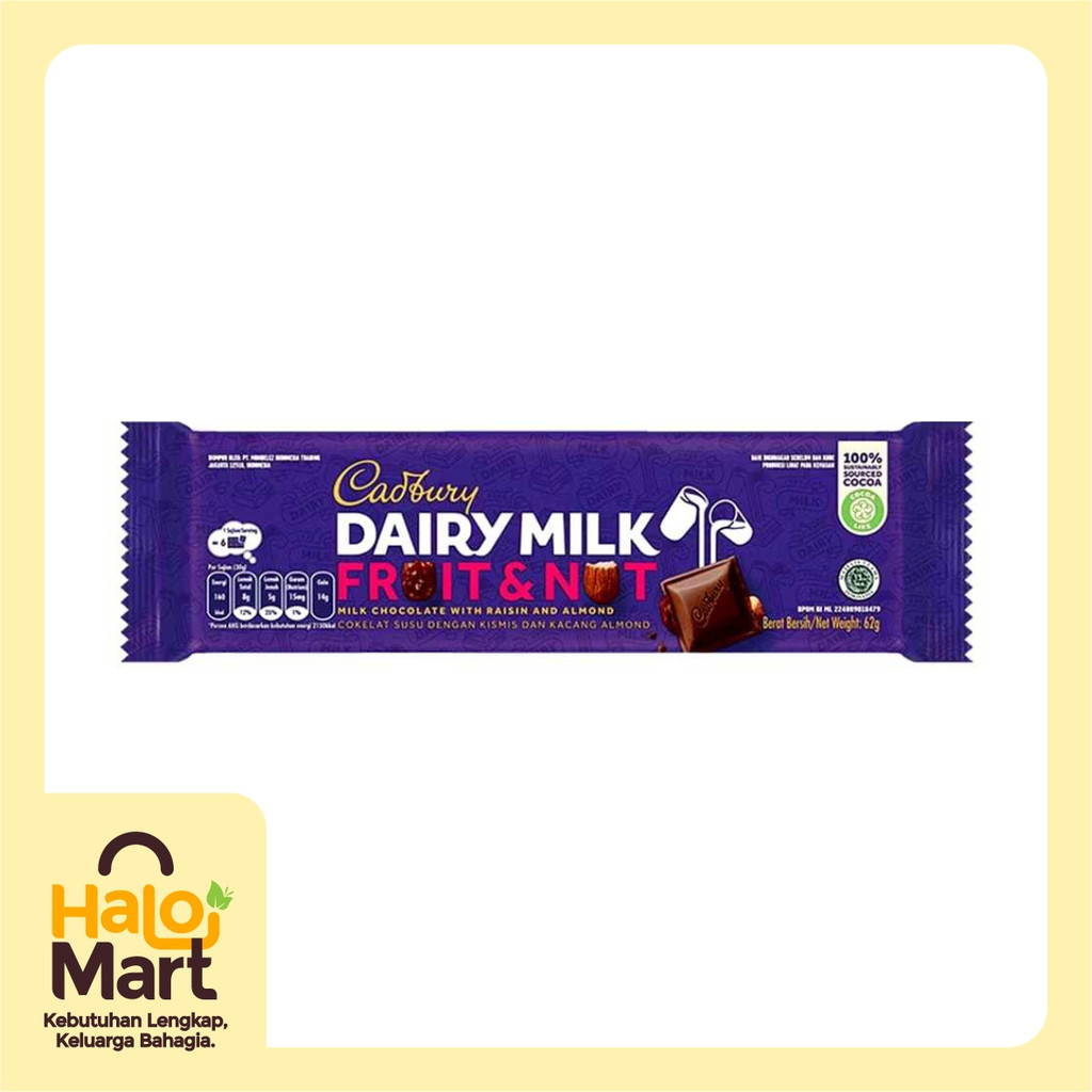 

COKLAT CADBURY FRUIT&NUT 57GR DAIRY