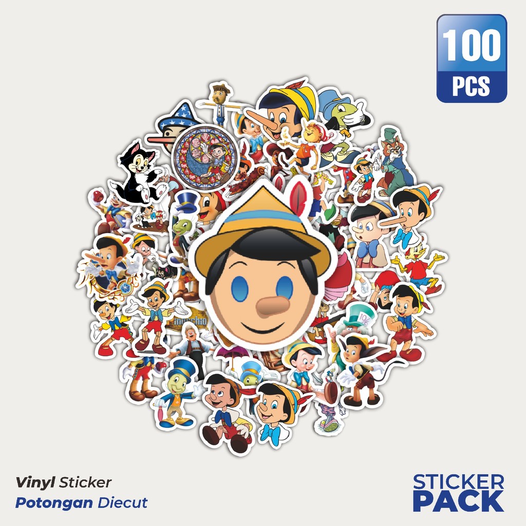 

Stiker Vinyl Stiker Kartun Pinocchio Waterproof Aesthetic- Untuk Laptop, Motor, dan Helm - Paper Stationery Pack