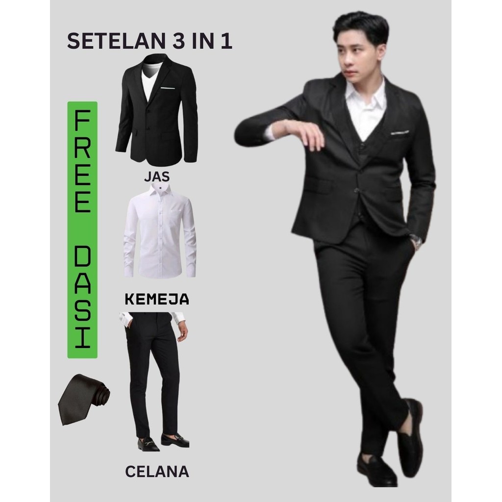 SETELAN JAS PRIA PREMIUM - JAS PRIA - JAS FORMAL - JAS FORMAL PRIA SETELAN- JAS PRIA HITAM