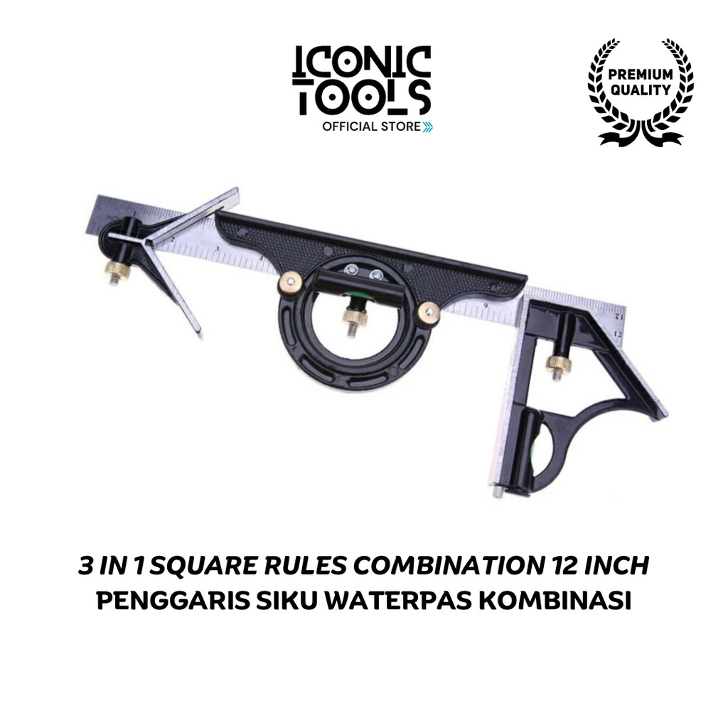 

Penggaris Mistar Siku L 12" Alat Ukur Sudut 300 mm Combination Square