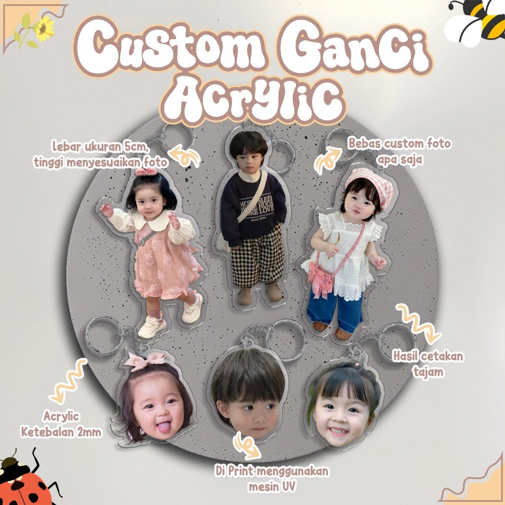 Gantungan Kunci Akrilik Custom | Ganci Foto Wajah | Keychain Acrylic | Souvenir | 1