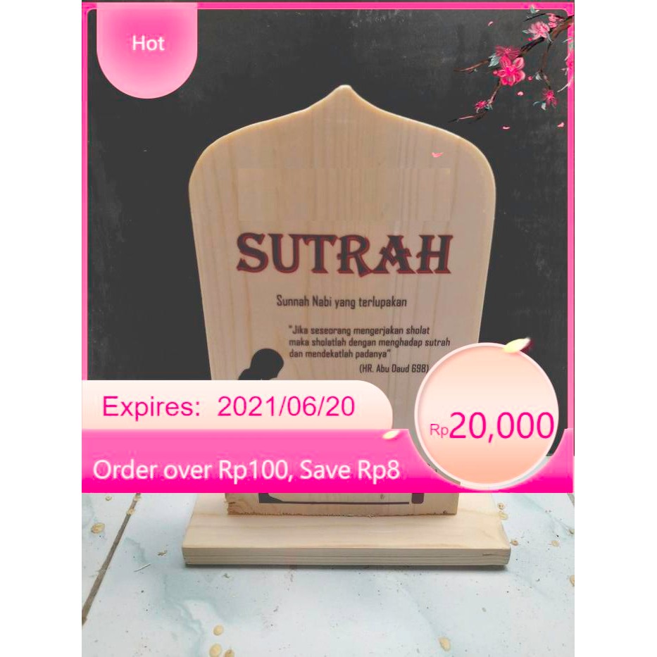 

sutrah / sutroh / pembatas sholat bahan kayu ukuran 25x19cm LR17